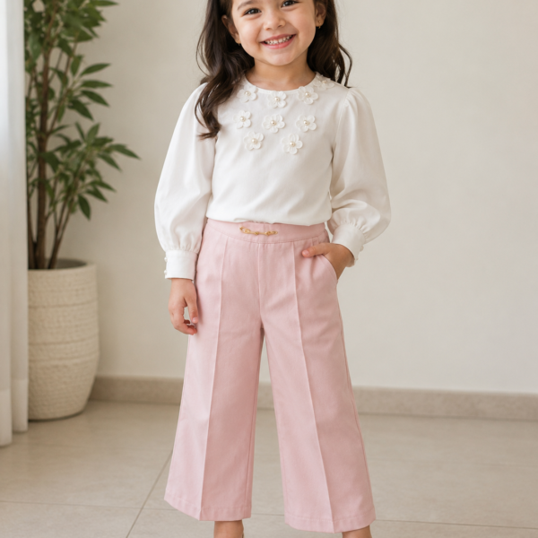 silk white top and pink trouser