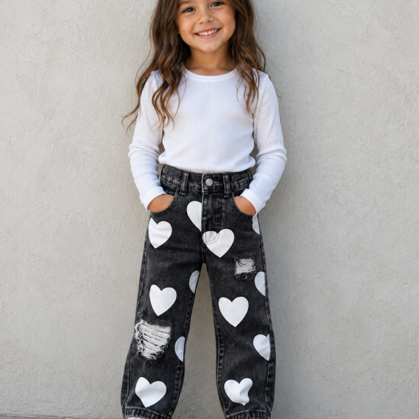 black trouser with hearts
