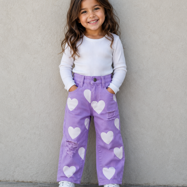 purple trouser with hearts