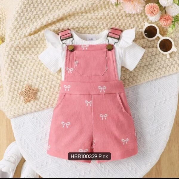 pink dungaree shorts