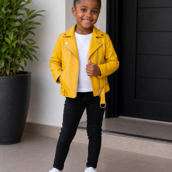 yellow leather jacket
